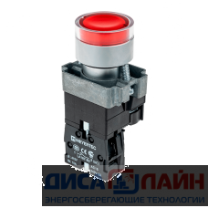 Кнопка с LED подсветкой, красная, 220V AC/DC, 1NC, металл MTB2-BW3463